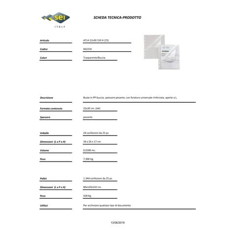 Buste Forate Universali Sei Rota - 22x30cm, 25 Pezzi, PP Trasparente Rinforzato - Foto 13