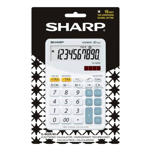 Calcolatrice da tavolo a 10 cifre SHARP con ampia varietà di funzioni  bianco SH-ELM332BWH