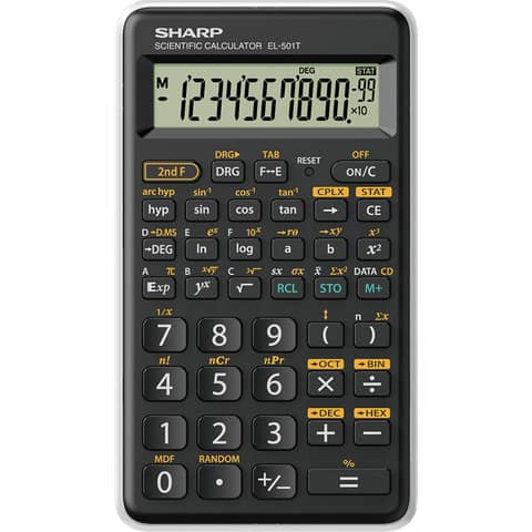 Calcolatrice scientifica Sharp EL-501T con 146 funzioni e ampio display  10+2 cifre bianca - EL501TBWH