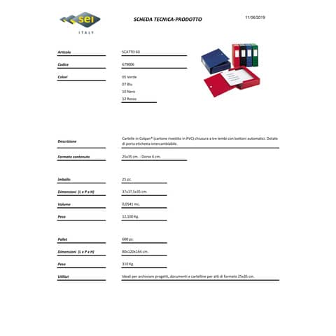 Cartella Porta Documenti Sei Rota - Dorso 12 Cm, Colore Rosso, Formato 26x36 Cm - Foto 2