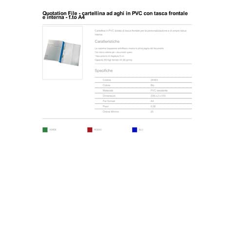 Cartellina ClipFile Esselte VIVIDA - Blu Per 60 Fogli A4, PVC Resistente