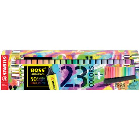 Desk set evidenziatori Stabilo Boss® Original 2-5 mm colori assortiti -  Conf. 23 pezzi - 7023