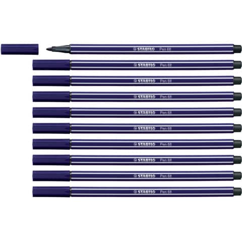 Pennarelli Stabilo Pen 68 tratto 1 mm blu prussia 68/22- conf. 10